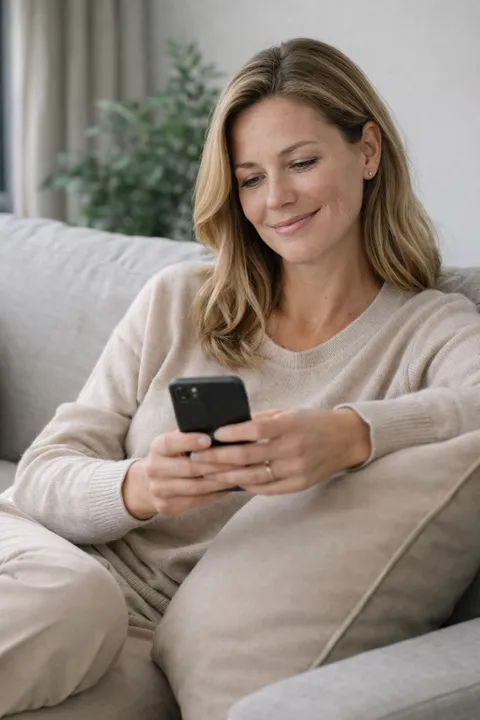 Investisseuse SCPI consultant ses revenus sur son téléphone